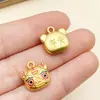 Areia Dourada Antiga Dourado Dupla Face Pingente de Saco da Sorte com Gotejamento de Óleo Gato da Sorte Pingente Pulseira Estilo Chinês DIY Chave Acessórios de Joias