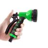 Pistola de agua para riego de jardín con 7 funciones y revestimiento verde, herramienta multiusos para lavado de autos doméstico