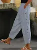 Pantalones cortos de moda europeos y americanos 2024 con estampado de rayas, cierre de botones, cintura elástica, de corte cropped