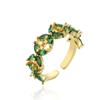 Aogu Lujo Accesible y Joyería de Mano de Gama Alta Anillo Abierto Geométrico Chapado en Cobre Oro de 18 Quilates Microincrustado con Circonita para Mujer Suministro Transfronterizo