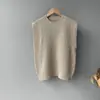 Colete de tricô com gola redonda estilo coreano para mulheres, novo colete sem mangas de cor sólida para primavera e outono, adequado para usar sobre suéteres