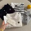 Camisa Polo Infantil para Meninos, Nova Blusa Listrada de Outono para Bebês e Crianças Pequenas, Camiseta Base Tendência Ursinho para Meninas, Fashion