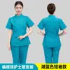 Conjunto de uniforme de enfermera de manga corta con cuello tipo traje, que consta de piezas separadas, adecuado para el trabajo en hospitales y farmacias; Uniforme médico de manga larga para personal, disponible en cuatro colores