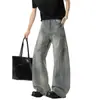 Jeans Denim Lavado Desgastado Resistente Estilo Retrô Americano Masculino Primavera/Outono Soltos Tendência Marca Perna Larga Reta Casuais Longos