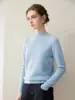 Suéter de cachemira 100% de lujo ligero y minimalista para mujer, con cuello semialto, diseño de jersey y mangas largas versátiles, perfecto para el uso diario.
