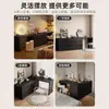 Penteadeira e armário com gavetas integrados, armário de armazenamento preto estilo italiano de luxo leve, mesa de armazenamento de maquiagem extensível vintage para quarto, ao lado da cama