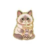 Broche de metal de gato de desenho animado, distintivo fofo em forma de animal de liga, acessório de joia criativo para comércio exterior transfronteiriço