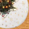 Decorações de Natal Mini Floco de Neve Dourado Prateado Saia de Árvore 40cm Tecido Xadrez Base de Árvore de Natal Decoração Suprimentos para Festa