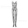 Lencería sexy transfronteriza sexy de una pieza medias negras tirantes para mujer calado perspectiva tentación de una pieza medias de red w633