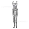 Lencería Sexy Transfronteriza Sexy Body Negro Medias Sexy Tirantes para Mujer Hueco Transparente Tentación Body Medias de Malla W633