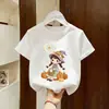 2026 Novo Estilo Camiseta Infantil de Algodão Puro Manga Curta Estampada de Desenho Animado Estilosa Meia-Manga Camiseta Casual de Verão para Crianças Pequenas