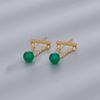 Pendientes de Perla de una Palabra Vintage Moda Nacional Pendientes de Ágata Roja Super Hada Elegantes Rayas Pendientes con Borla de Jaspe de Hotan Mujeres