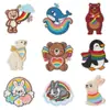 Patches bordados de animais fofos com tema de cura arco-íris: urso, baleia, pinguim, coelho, patches de desenho animado termocolantes para roupas infantis