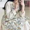 Delantal Impreso Retro Floral Francés Estilo Coreano Dulce y Elegante de Comercio Exterior Transfronterizo para Trabajo de Arte, Uñas y Repostería