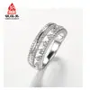 Anel de Prata Esterlina S925 Banhado a Ouro 18K Diamante Moissanite Moissanite Feminino Ins Vento Frio Joias Europeias e Americanas Atacado