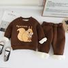 Traje de otoño e invierno para niños, suéter cálido con forro polar, nueva ropa de moda para bebés y niños, ropa de moda de dos piezas engrosada.