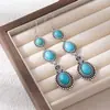 Pendientes Bohemios de Borla Turquesa, Pendientes de Estilo Étnico Retro Europeo y Americano, Pendientes Personalizados de Alta Resistencia para Mujer
