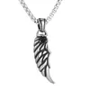 Venta al por mayor de joyería de acero inoxidable para comercio exterior europeo y americano, collares colgantes de pluma de titanio personalizados, collares de moda para hombres y mujeres