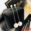 2022 Nuevos pendientes de plata de ley con perlas de moda, elegantes y atmosféricos, con cara redonda, para mujer, otoño e invierno.