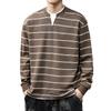 Sudadera de Algodón Jacquard Retro Americana de 280g de Falso Dos Piezas con Rayas para Hombre 2026 Otoño Nueva Moda Marca Holgada de Manga Larga