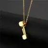 Accesorios Más Vendidos de Comercio Electrónico Transfronterizo Collar, Cadena de Ola de Agua Colgante de Mancuerna de Acero Inoxidable, Collar de Alta Calidad que No Se Desvanece para Hombres y Mujeres