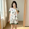 Pijama de verano elegante y sencillo para mujer, de manga corta y pantalón corto con bordes suaves en contraste, conjunto de dos piezas para estar en casa, ligero