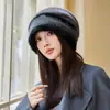 Gorros de Otoño e Invierno para Mujer, Protección Cálida para los Oídos para Ciclismo, Punteras Engrosadas, Gorros de Pelo Tejidos de Felpa, Gorros Tejidos Versátiles