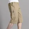 Pantalones Cortos de Algodón Puro para Hombres de Mediana Edad, Shorts de Algodón Puro para Papá, Pantalones Casuales Finos de Verano, Pantalones Sueltos de Playa de Talla Grande de Longitud Media