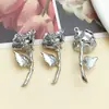 Liga de Metal Pingente Flor Tulipa Coração Vazado Redondo Flor Rosa Acessórios para Joias Brincos Colares DIY Feito à Mão