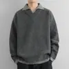 Suéter Retro Japonés de Bloques de Color con Cuello Polo, Nuevo Estilo Otoño e Invierno, Ropa de Punto Casual para Hombres