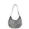 Nova Bolsa de Meia-Lua Estampada de Leopardo Tendência Estilo Ins Única de Nicho Bolsa Transversal para Mulheres Moda Temperamento Bolsa de Ombro Único Sob o Braço