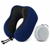 Almofada de pescoço de espuma de memória para viagem Amazon, travesseiro de suporte para pescoço em forma de U, portátil e dobrável para aviões