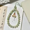Colgante de Raíz de Bodhi Estilo Fresco de Uva Verde Cadena para Teléfono Anti-Pérdida Correa de Muñeca Llavero de Bolso Accesorio Decorativo