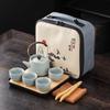 Juego de Té de Viaje Ge Yao Juego de Tetera de Bobina de Cerámica Juego de Té Kung Fu Festival del Medio Otoño Empresa Envía a Clientes Reunión Anual Ceremonia de Acompañamiento