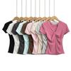 Pure Desire Design Camiseta de Manga Corta de Un Hombro Dos Formas para Mujer Verano 2024 Nuevo Top Sexy Ajustado