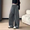 Calça pantalona relaxada estilo preguiçoso 2026 inverno nova cintura alta afina calça de moletom calça casual feminina plus veludo plus espessura