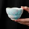 Caneca de Cerâmica com Borda de Flor de Orquídea Pintada à Mão com Esmalte Submerso Novo Estilo Chinês Caneca de Chá Doméstica Conjunto de Chá Gongfu Caneca Única para Uma Pessoa Preparar Chá