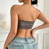 Procesamiento Personalizado Superventas Transfronterizo Estampado de Leopardo Retro Borde con Volantes Sin Tirantes Una Pieza Tira Antideslizante Sujetador de Chica Popular