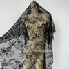 Tecido de Renda Leve 100% Nylon 47g - Material de Renda com Padrão Floral Grande para Saias e Vestidos - Barra de Renda com Lantejoulas