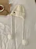 Gorro de Lana Tejido Estilo Coreano Ins para Proteger los Oídos de Mujer en Otoño e Invierno, Gorro Tejido Lei Feng Pequeño para Calentar la Cara con Correas y Gorro Volador