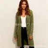 Exportação Transfronteiriça Amazon Outono e Inverno Novo Suéter Tricotado Longo Torcido Cardigan Jaqueta Feminina Cor Pura Botão Bolso