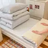 Juego de Cama de Tres Piezas de Algodón 100% Puro Jacquard Color Sólido 60S para Dormitorio de Estudiantes, Juego de Ropa de Cama con Funda de Edredón, Sábana Plana y Sábana Ajustable 100% Algodón Puro de Lujo Ligero