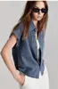 Camisa jeans retrô de design francês estilo europeu, novo modelo de verão, top único e chique, disponível em 2 cores