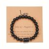 Pulsera Elástica de Cuentas Calientes Transfronteriza Pulsera Europea y Americana de Doce Constelaciones Pulsera de Pareja de Tarjeta con Cuentas Escarchadas Negras
