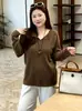 Blusa Feminina de Gola Meia Aberta Plus Size Camada Base Feminina 2026 Outono Malha Básica Interna Plus Size