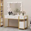 Tocador de lujo moderno tipo estudio con luces para salones de peluquería y belleza, tiendas de novias, escuelas de maquillaje y tocadores