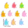 Acessórios para joias diy atacado desenho animado tartaruga colorida transparente pingente de resina colar feito à mão chaveiro pingente pequeno