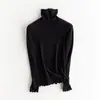 Suéter de capa base de lana auto-calentable con cuello alto apilado, suéter liso simple, nuevo top ajustado adelgazante de otoño e invierno