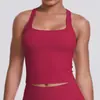 Nuevo Top sin Mangas Transfronterizo de Color Sólido con Espalda Cruzada Cepillada para Mujer, Ajustado, de Secado Rápido, para Deporte, Correr, Fitness, Ropa de Yoga