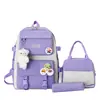 Mochila Nueva para Estudiante Estilo Coreano Casual de Lona Set Mochila Escolar Gran Capacidad Secundaria Mochila de Tres Piezas